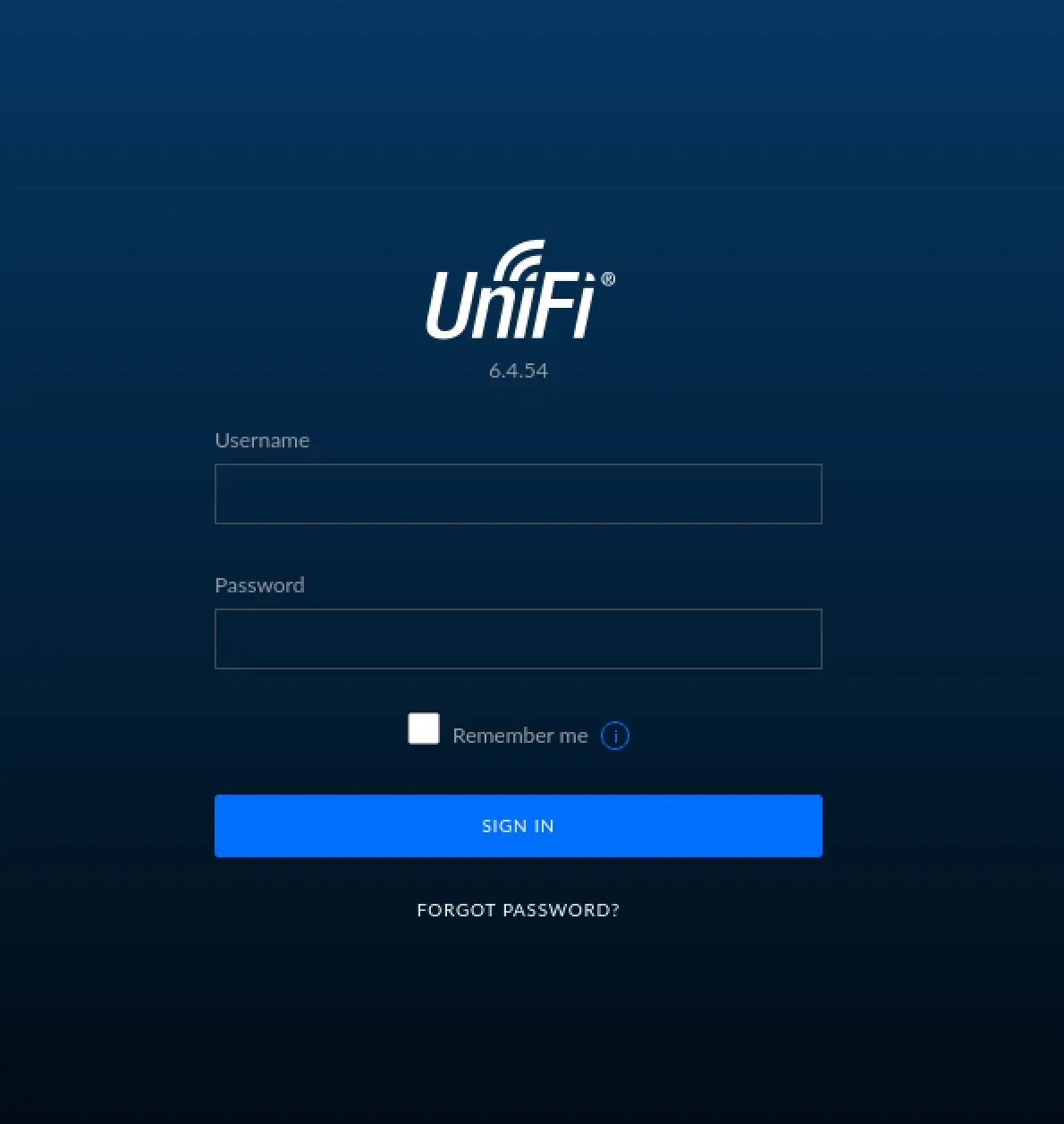 UniFi Network 6.4.54 login page reached on port 8443